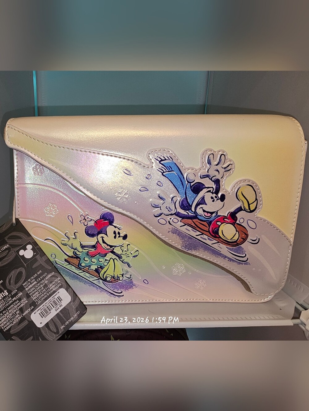 Loungefly Disney Mickey and Friends Winter Wonderland Crossbody Bag Iridescent